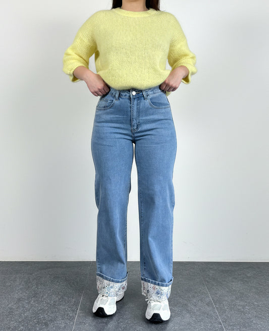 Lenthe - Jeans met bloemenrand