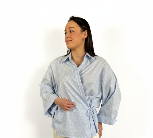 Eli - Lichtlauw gestreept hemd