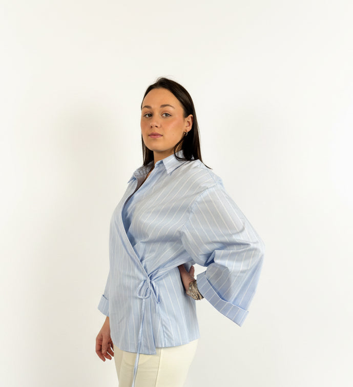 Eli - Lichtlauw gestreept hemd