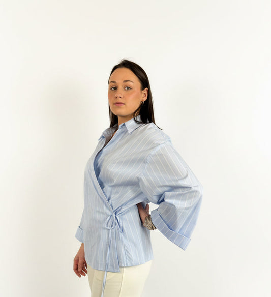 Eli - Lichtlauw gestreept hemd